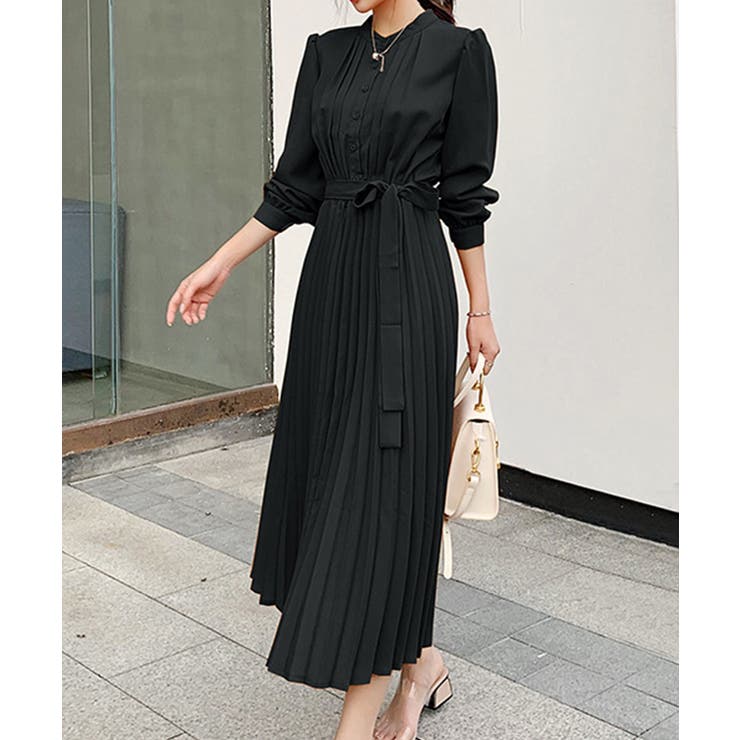 ウエストリボンAラインミモレ丈プリーツワンピース | SEU | 詳細画像19 