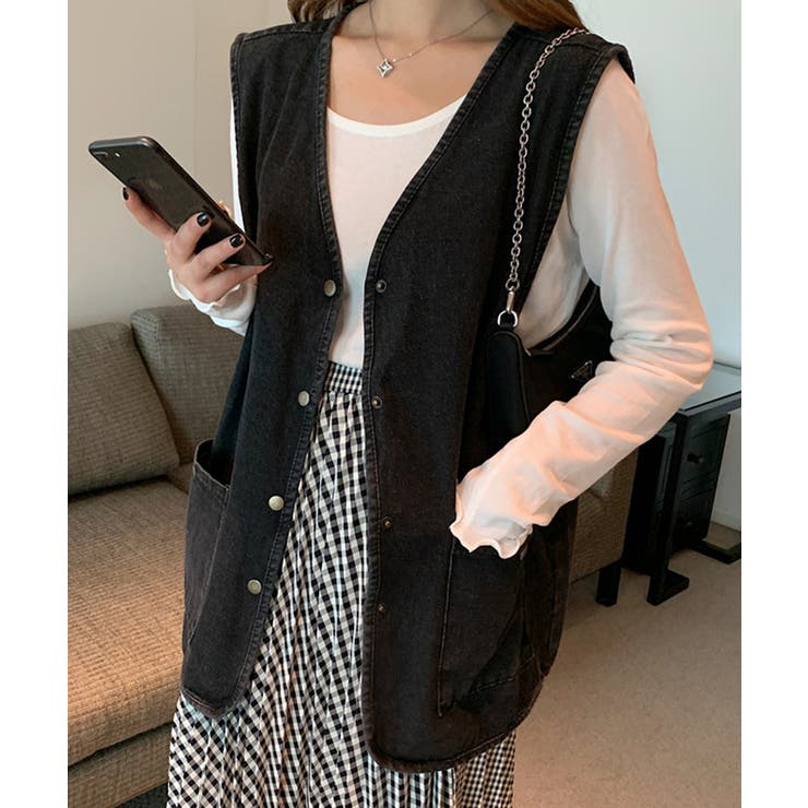 BAUM UND PFERDGARTEN オーバーサイズ デニム ベスト ジレ 楽天市場】ベスト ジレ デニム ロングベスト トップス ロングジレ 前
