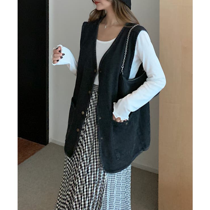 オーバーサイズデニムジレ デニムベスト ビッグシルエット【SHOPLIST