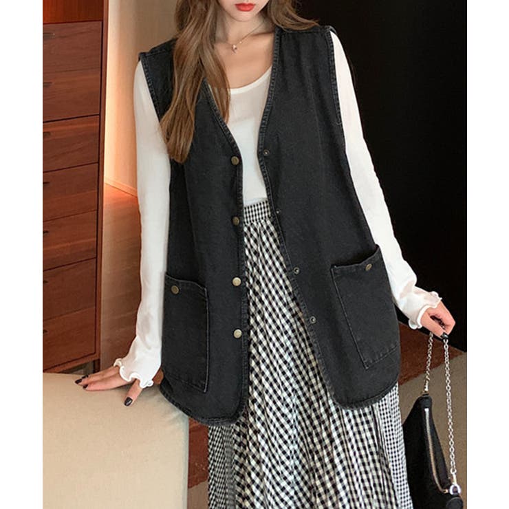 オーバーサイズデニムジレ デニムベスト ビッグシルエット【SHOPLIST