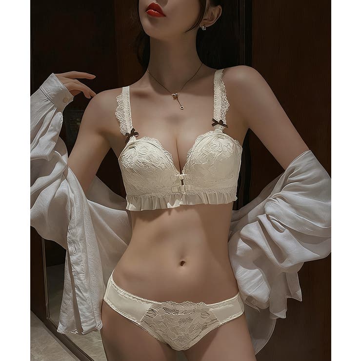 アイボリー | フロントホック 下着セット レディースブラ | SEU