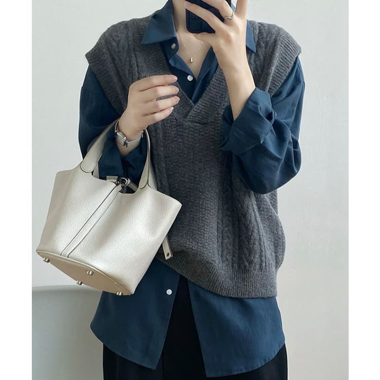 ケーブル編みVネックニットベスト【SHOPLIST限定 新作 春 秋 冬】 | SEU | 詳細画像15 