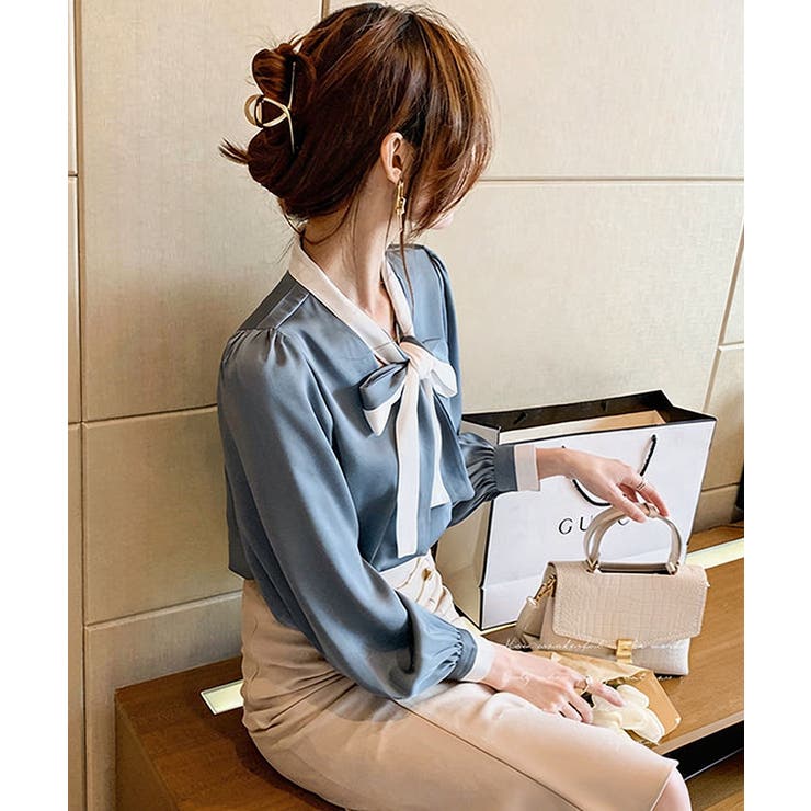 配色リボンタイボウタイブラウス【SHOPLIST限定 新作 春 夏 秋 冬】 | SEU | 詳細画像14 