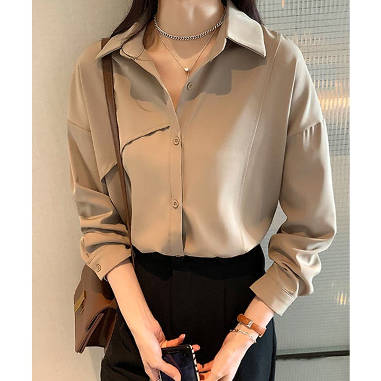 ベージュ | ゆるシルエット長袖シャツブラウス【SHOPLIST限定 新作 春 夏 秋 冬】 | SEU