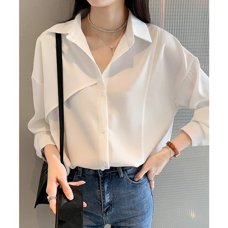 ホワイト | ゆるシルエット長袖シャツブラウス【SHOPLIST限定 新作 春 夏 秋 冬】 | SEU