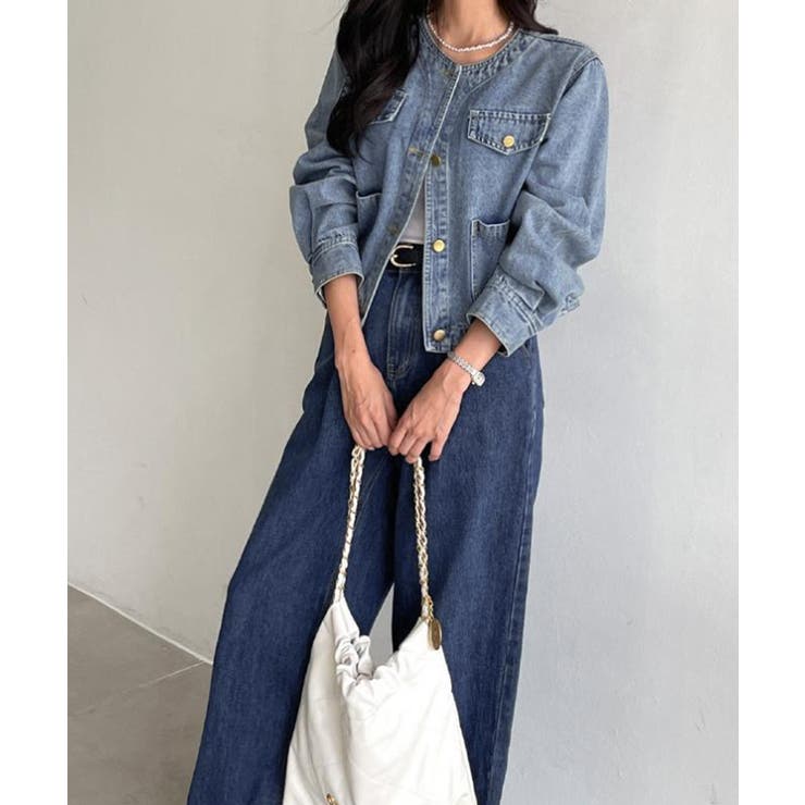 ノーカラーデニムジャケット【SHOPLIST限定 新作 春 秋 冬】 | SEU | 詳細画像14 