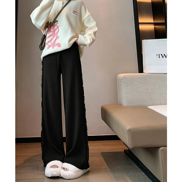 サイド フリンジラインリブニットワイドパンツ【SHOPLIST限定 新作 | SEU | 詳細画像11 