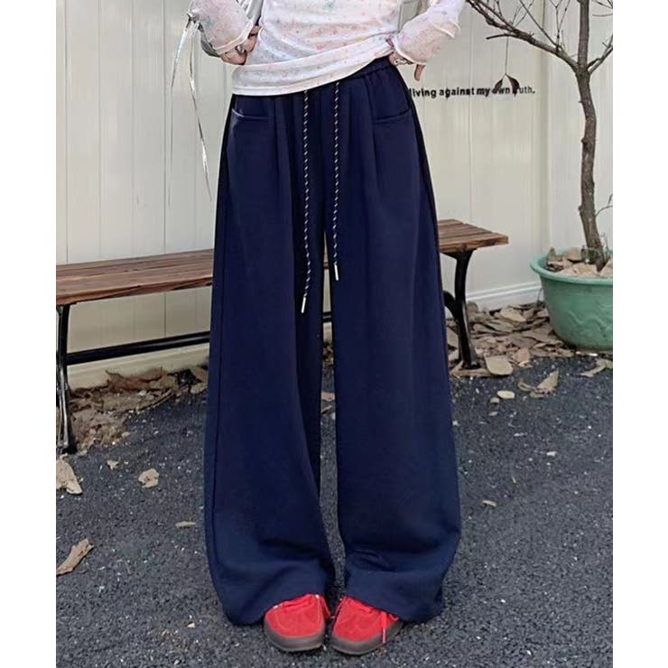 ネイビー | ドロストワイドスウェットパンツ【SHOPLIST限定 新作 春 夏 秋 冬】 | SEU