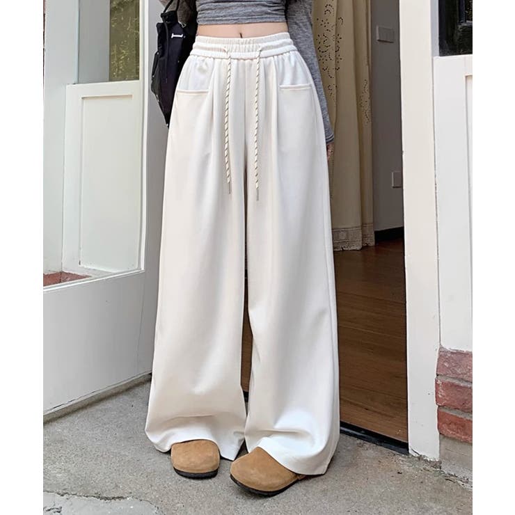 アイボリー | ドロストワイドスウェットパンツ【SHOPLIST限定 新作 春 夏 秋 冬】 | SEU