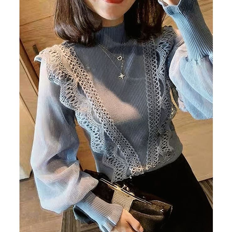 シアースリーブレースフリルリブニットトップス【SHOPLIST限定 新作 春 | SEU | 詳細画像17 