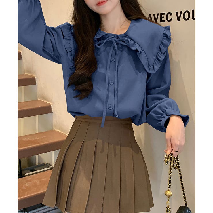 コーデュロイビッグカラーフリルリボンブラウス【SHOPLIST限定 新作 春 | SEU | 詳細画像18 