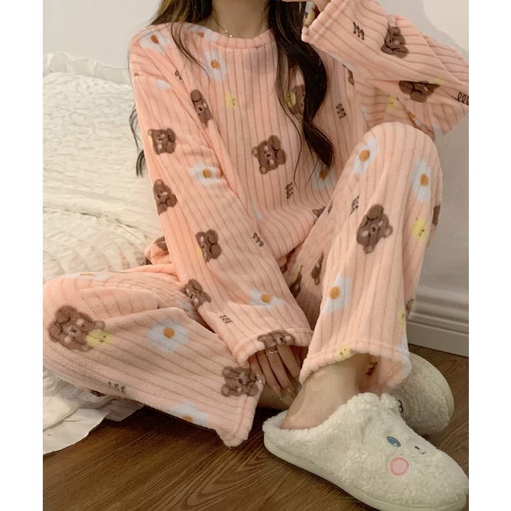 ピンク系その他 | 【上下セット】ふわもこリブフランネルルームウェア2点セット【SHOPLIST限定… | SEU