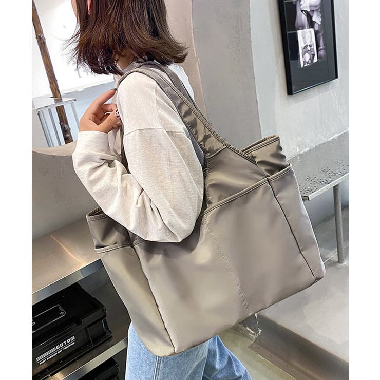 グレー | 軽量＆撥水 多ポケットA4対応 ナイロントートバッグ【SHOPLIST限定 | SEU
