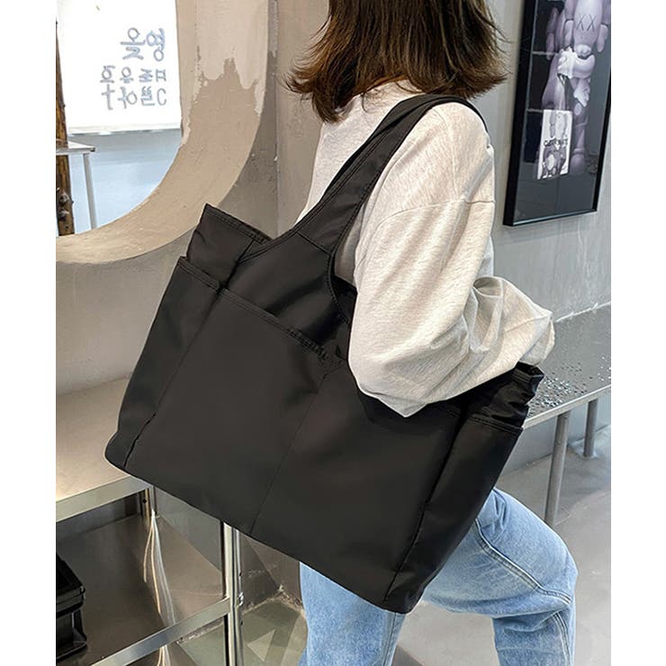 ブラック | 軽量＆撥水 多ポケットA4対応 ナイロントートバッグ【SHOPLIST限定 | SEU