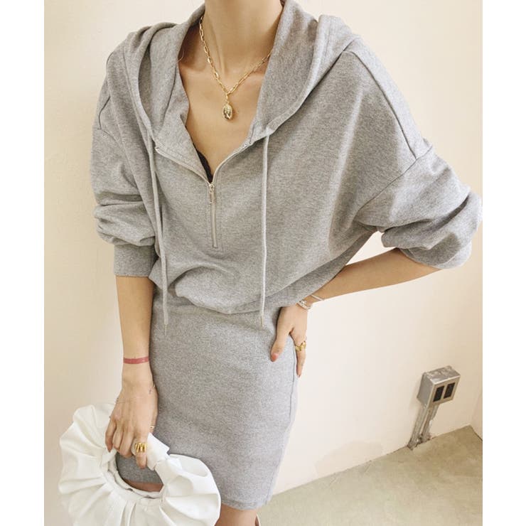 フード付きハーフジップ長袖タイトミニワンピース【SHOPLIST限定 新作 春 | SEU | 詳細画像27 