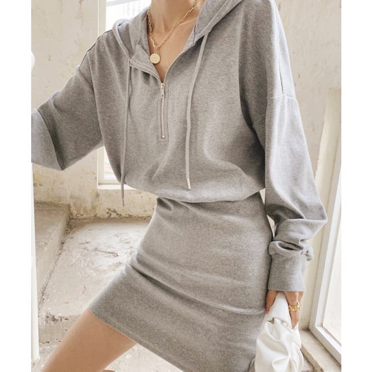 フード付きハーフジップ長袖タイトミニワンピース【SHOPLIST限定 新作 春 | SEU | 詳細画像26 