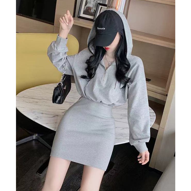 フード付きハーフジップ長袖タイトミニワンピース【SHOPLIST限定 新作 春 | SEU | 詳細画像30 