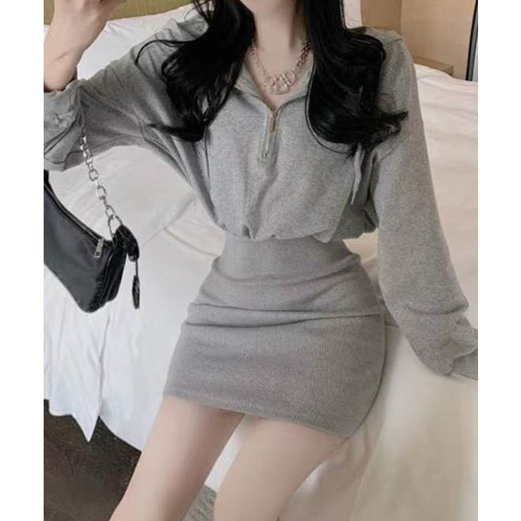 フード付きハーフジップ長袖タイトミニワンピース【SHOPLIST限定 新作 春 | SEU | 詳細画像31 