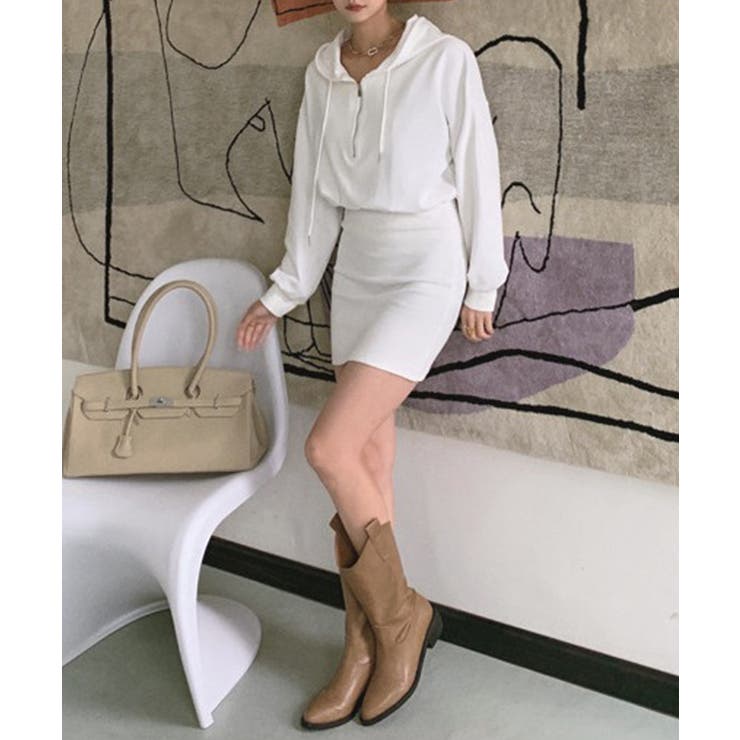 フード付きハーフジップ長袖タイトミニワンピース【SHOPLIST限定 新作 春 | SEU | 詳細画像8 