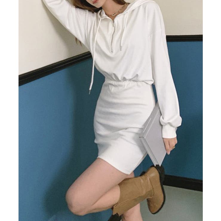 フード付きハーフジップ長袖タイトミニワンピース【SHOPLIST限定 新作 春 | SEU | 詳細画像9 