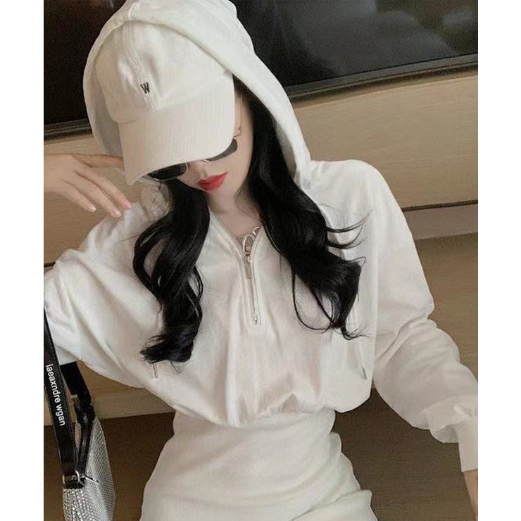 フード付きハーフジップ長袖タイトミニワンピース【SHOPLIST限定 新作 春 | SEU | 詳細画像6 