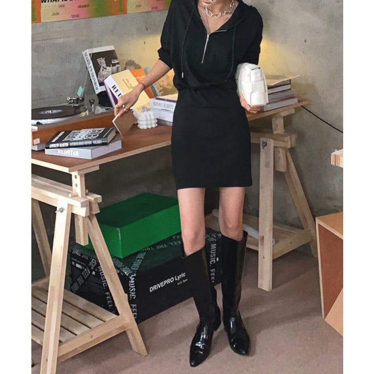 フード付きハーフジップ長袖タイトミニワンピース【SHOPLIST限定 新作 春 | SEU | 詳細画像22 