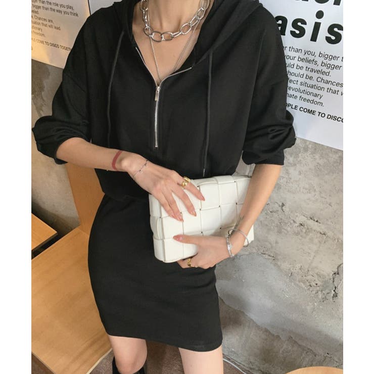 フード付きハーフジップ長袖タイトミニワンピース【SHOPLIST限定 新作 春 | SEU | 詳細画像18 