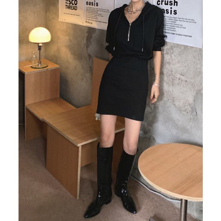 フード付きハーフジップ長袖タイトミニワンピース【SHOPLIST限定 新作 春 | SEU | 詳細画像21 