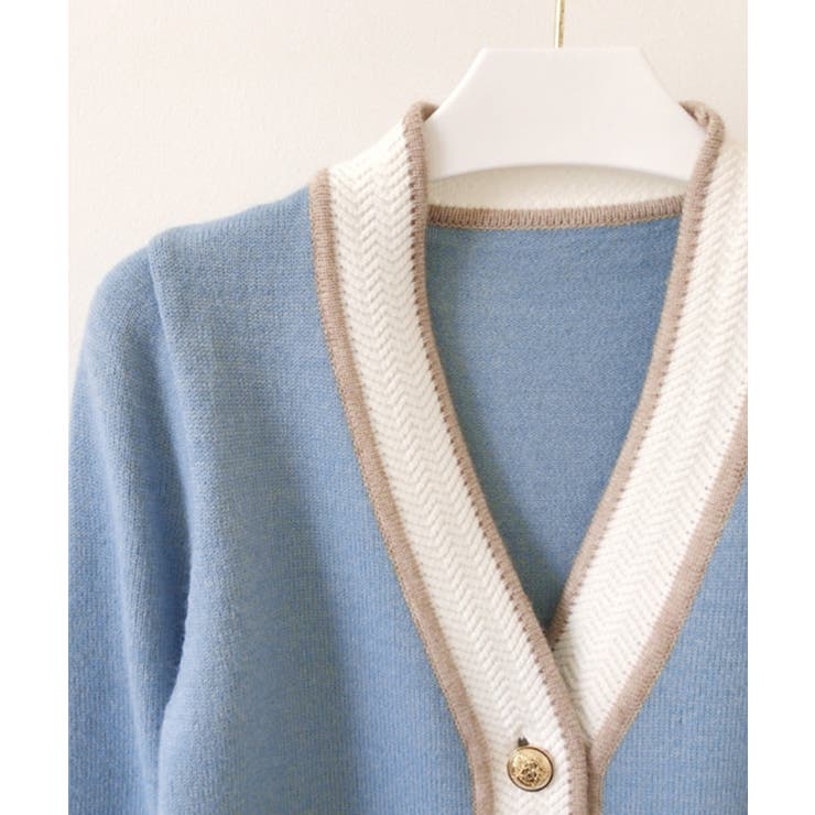 ショート丈Ｖネック配色ニットカーディガン【SHOPLIST限定 新作 春 | SEU | 詳細画像29 