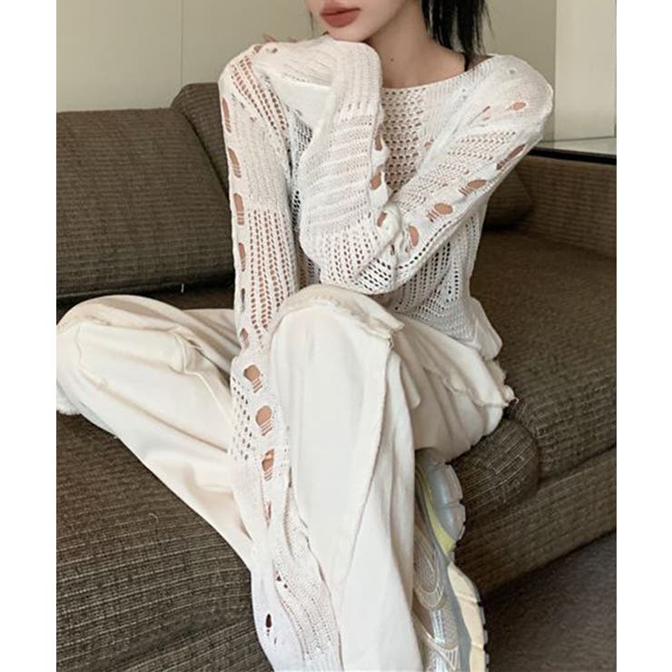 ロングスリーブメッシュニットトップス シアートップス【SHOPLIST限定 新作 | SEU | 詳細画像12 