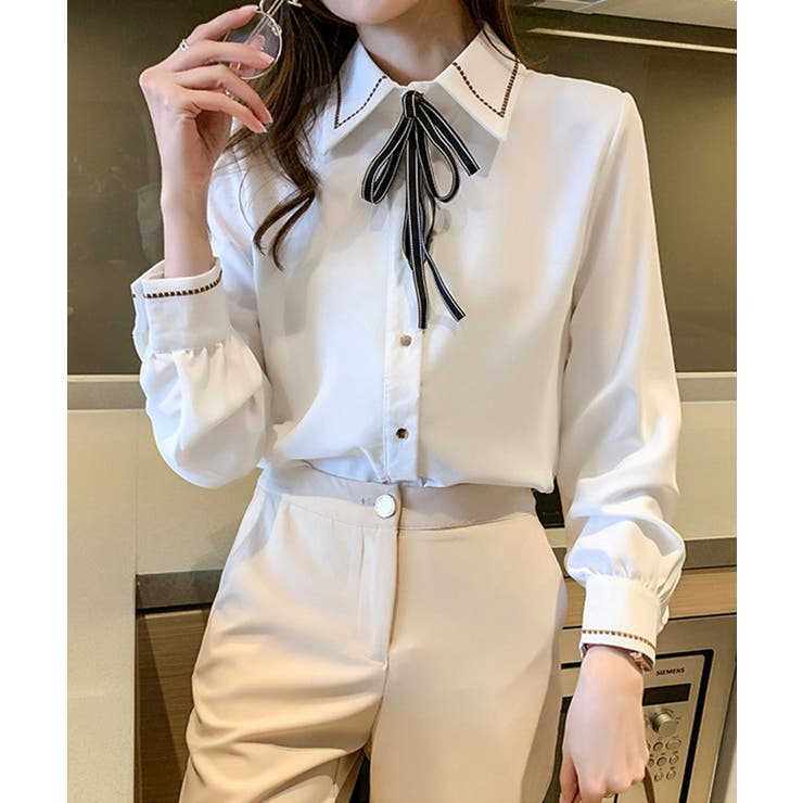 配色ステッチボウタイシャツ【SHOPLIST限定 新作 春 夏 秋 冬】 | SEU | 詳細画像8 