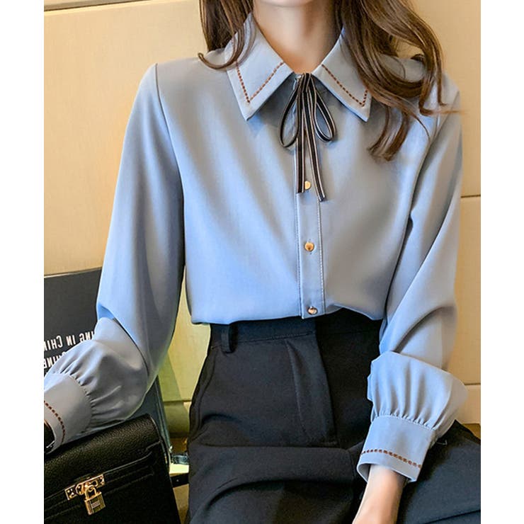 配色ステッチボウタイシャツ【SHOPLIST限定 新作 春 夏 秋 冬】 | SEU | 詳細画像19 