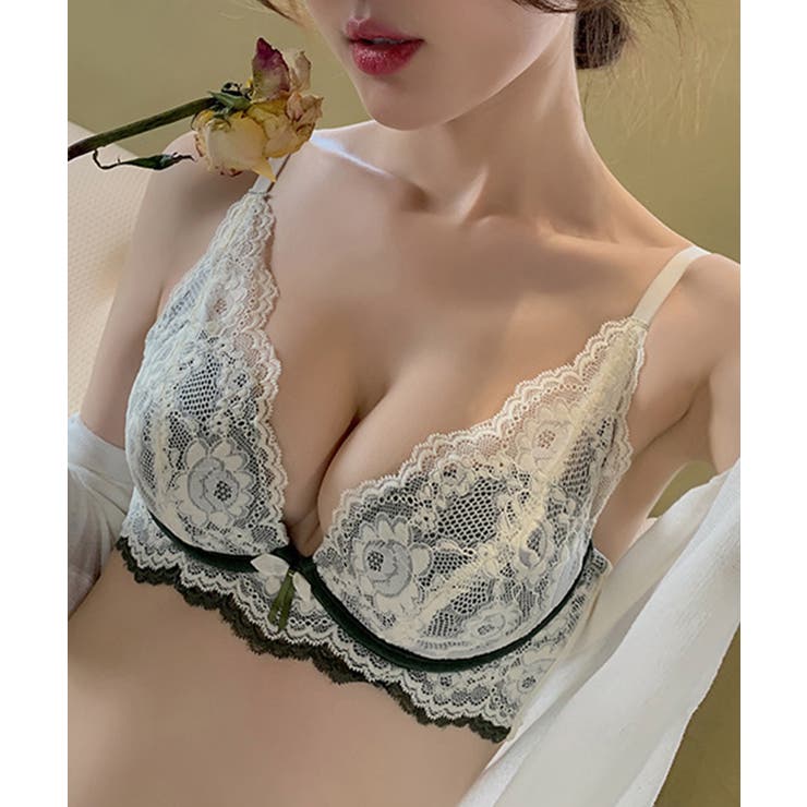 【2点セット】花柄レースノンワイヤー 下厚パッド美胸ブラ＆ショーツセット【SHO… | SEU | 詳細画像10 