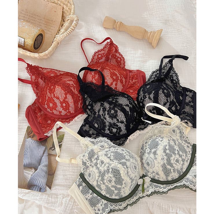 【2点セット】花柄レースノンワイヤー 下厚パッド美胸ブラ＆ショーツセット【SHO… | SEU | 詳細画像23 
