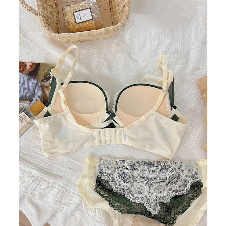 【2点セット】花柄レースノンワイヤー 下厚パッド美胸ブラ＆ショーツセット【SHO… | SEU | 詳細画像31 