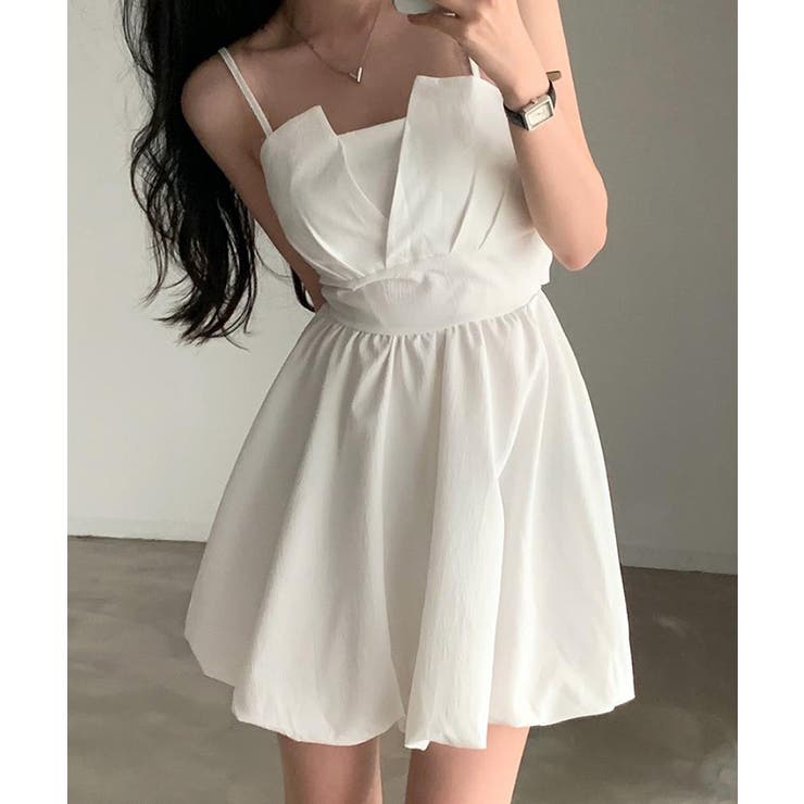 ホワイト | バックリボンバルーンミニワンピース【SHOPLIST限定 新作 春 夏 秋】 | SEU