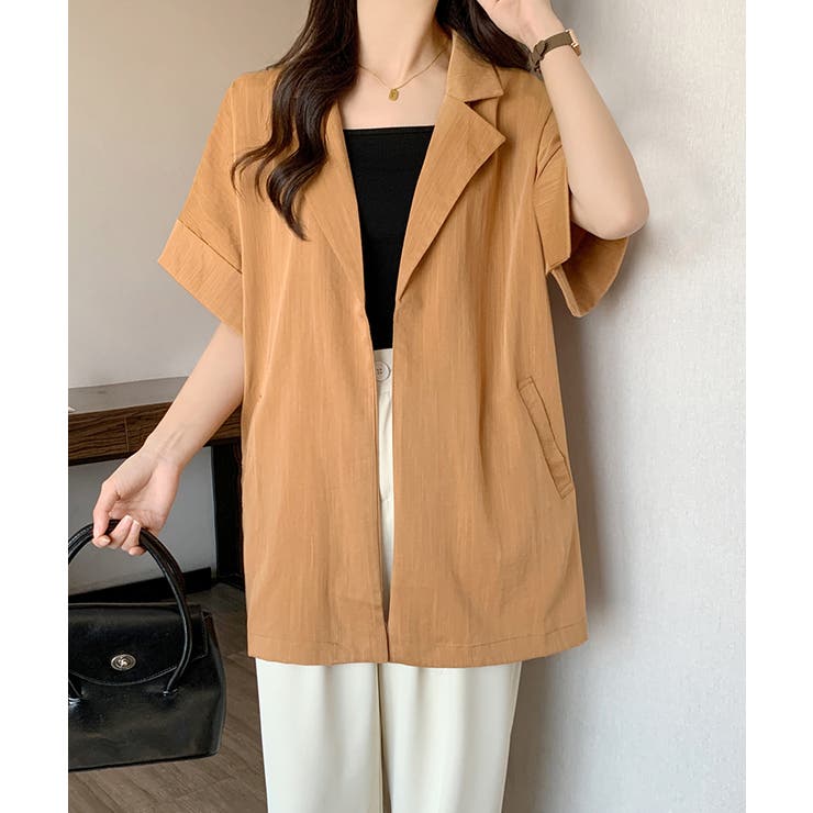 キャメル | 半袖テーラードジャケット【SHOPLIST限定 新作 春 夏 秋】 | SEU