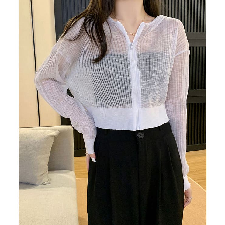 クロップド丈サマーニットシアーフーディー【SHOPLIST限定 新作 春 | SEU | 詳細画像24 