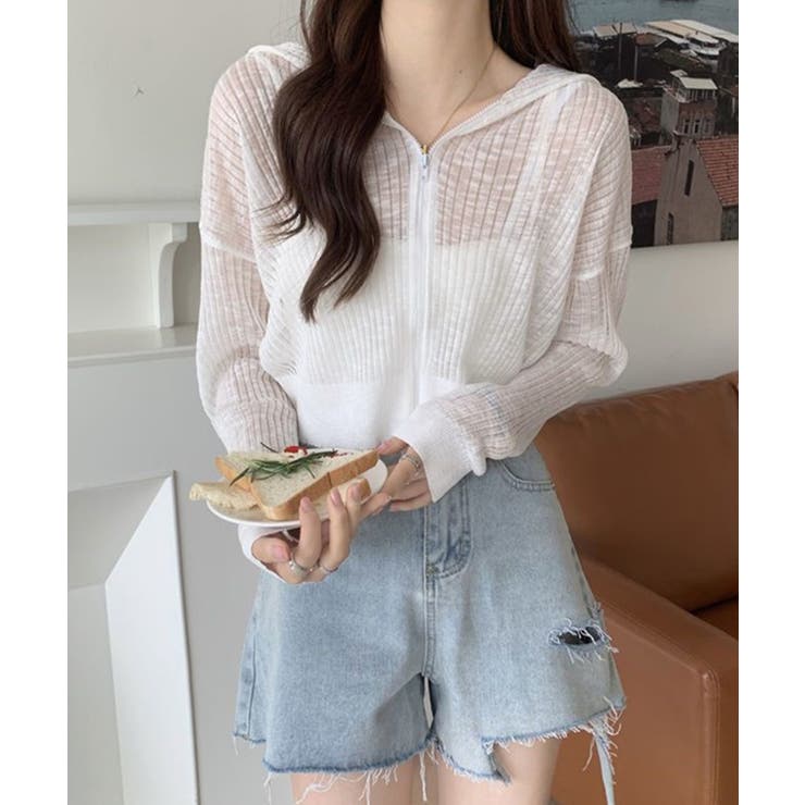 クロップド丈サマーニットシアーフーディー【SHOPLIST限定 新作 春 | SEU | 詳細画像3 