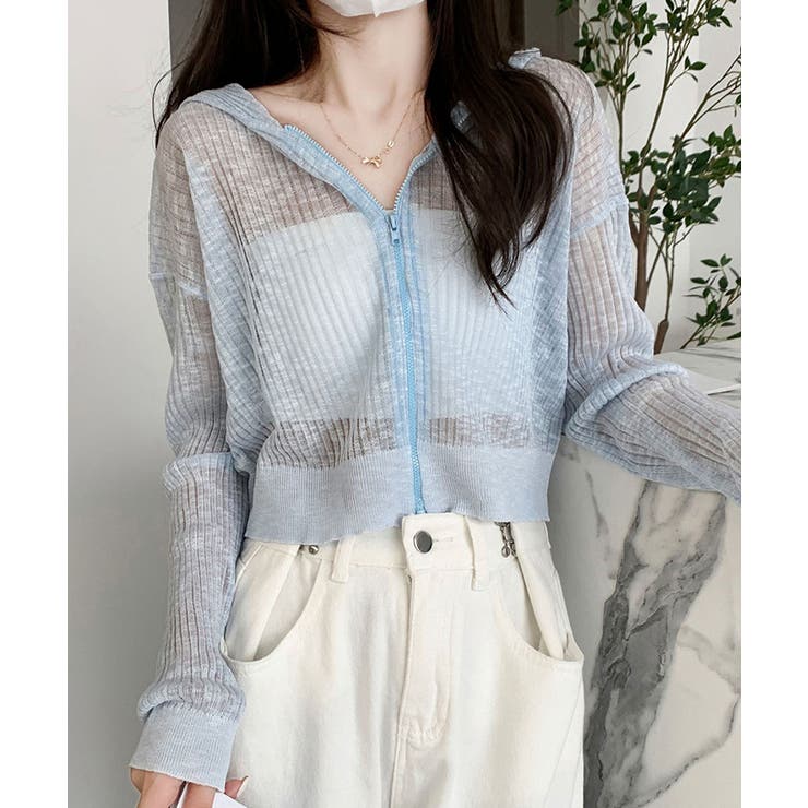 クロップド丈サマーニットシアーフーディー【SHOPLIST限定 新作 春 | SEU | 詳細画像13 