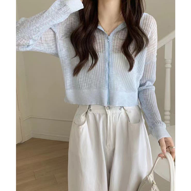 クロップド丈サマーニットシアーフーディー【SHOPLIST限定 新作 春 | SEU | 詳細画像9 