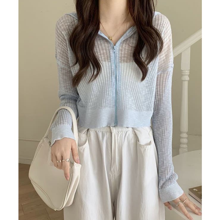 クロップド丈サマーニットシアーフーディー【SHOPLIST限定 新作 春 | SEU | 詳細画像10 