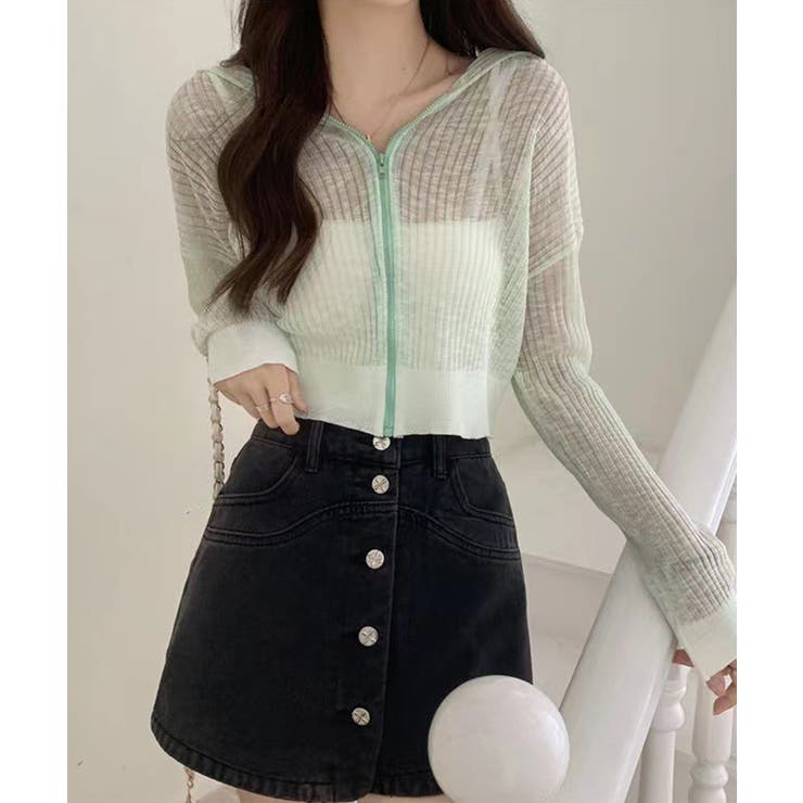 クロップド丈サマーニットシアーフーディー【SHOPLIST限定 新作 春 | SEU | 詳細画像37 