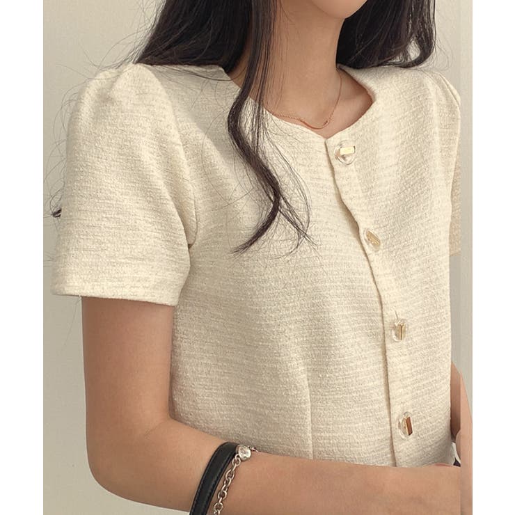 ツイード風ノーカラー半袖ジャケット【SHOPLIST限定 新作 春 夏 秋】 | SEU | 詳細画像5 