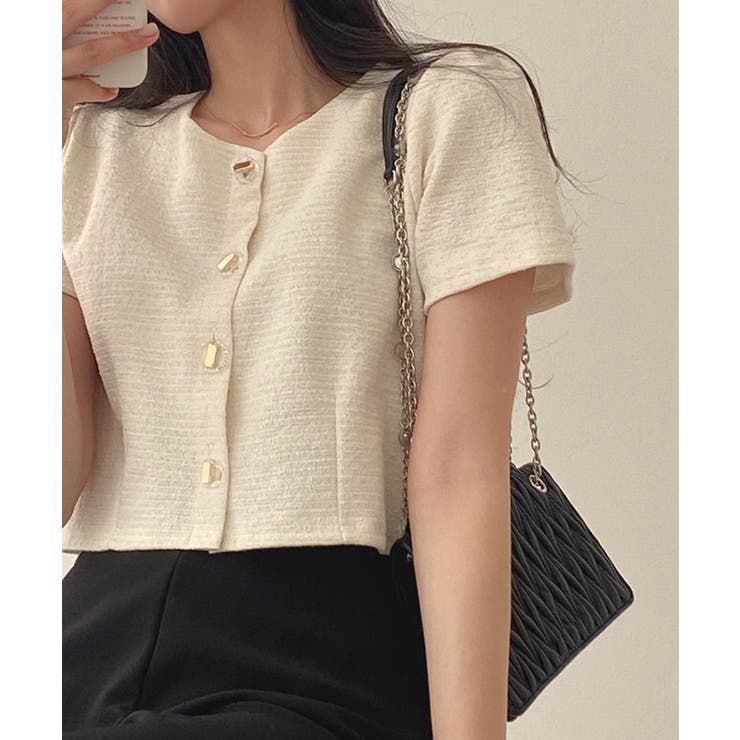 ツイード風ノーカラー半袖ジャケット【SHOPLIST限定 新作 春 夏 秋】 | SEU | 詳細画像6 