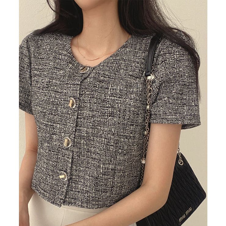 ツイード風ノーカラー半袖ジャケット【SHOPLIST限定 新作 春 夏 秋】 | SEU | 詳細画像16 