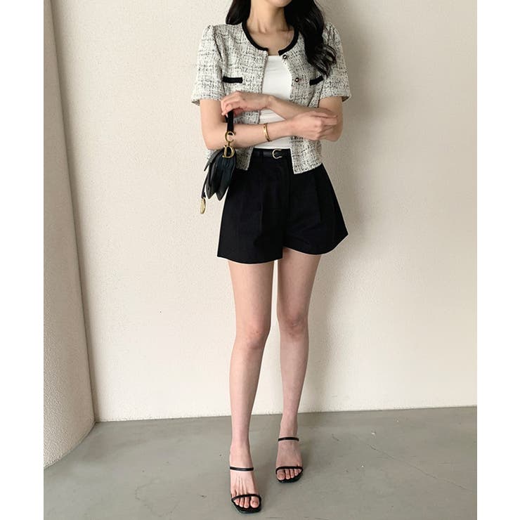 ツイードチェック風ノーカラー半袖ジャケット【SHOPLIST限定 新作 春 | SEU | 詳細画像19 