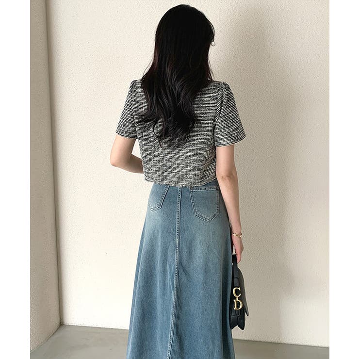 ツイードチェック風ノーカラー半袖ジャケット【SHOPLIST限定 新作 春 | SEU | 詳細画像9 
