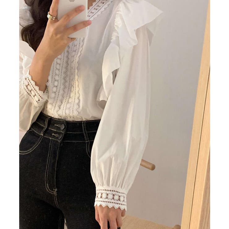 Vネックフリルレースブラウス【SHOPLIST限定 新作 春 夏 秋】 | SEU | 詳細画像8 