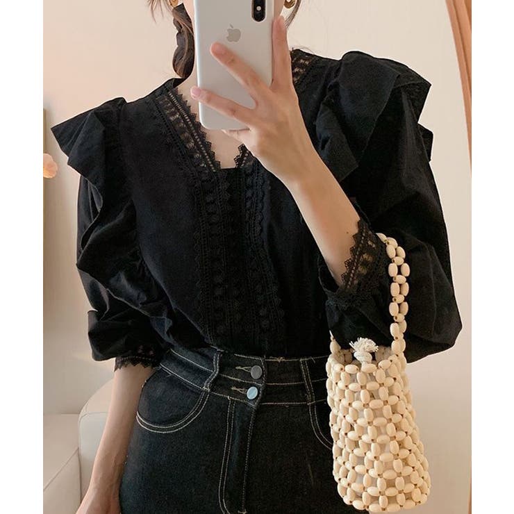 Vネックフリルレースブラウス【SHOPLIST限定 新作 春 夏 秋】 | SEU | 詳細画像14 